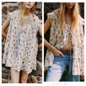 FREE PEOPLE SUNDOWN MINI PRARIE DRESS FLORAL LARGE